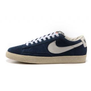 Soldes Chaussure Basket Nike Blazer Cuir Low Pour Homme en Bleu